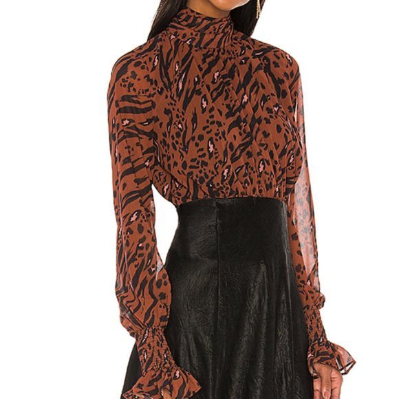 LPA Tops - LPA Open Back Turtle Neck Blouse-